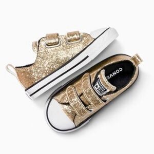 Converse Chuck Taylor All Star Easy On Gold Sparkle Glitter Toddler Girl 7C 10C